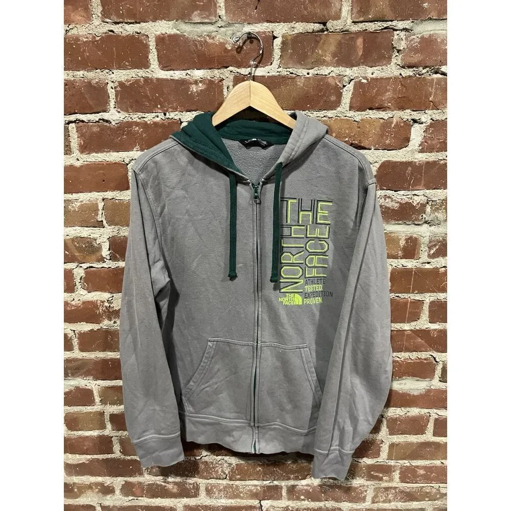 The North Face Mens Gray Full Zip Hooded Graphic Sweatshirt Size Medium